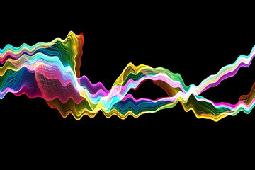 流光溢彩 色带、彩带与金色火焰线条的交响曲